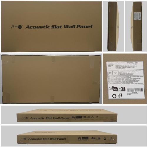 Size Large Color Brown Art3d 2 Wood Slat Acoustic Panels for Wall and Ceiling - 3D Fluted Sound Absorbing Panel with Wood Finish - Walnut