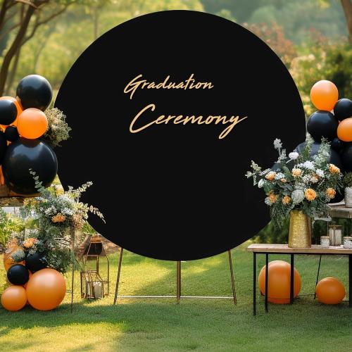 Gallety 7.2 FT Black Round Backdrop Cover for 5 to 7.2ft Circle Arch Stand - Adjustable Circle Arch Backdrop Cover for Wedding Arch Birthday Party Photography Decoration