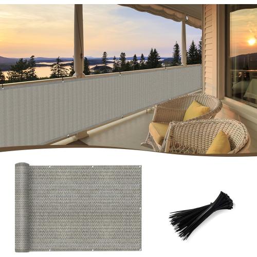 SUNNY GUARD 2.5/2.6/3/3.3/4/5/6/8 Balcony Privacy Screen Fence, Apartments Railing, Heavy Duty Wind Block Screen for Outdoor,Porch,Patio,Deck Privacy, size unknow Grey（We Make Custom Sizes）