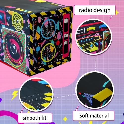 6FT 80s 90s Theme Party Tablecloth, 80s 90s Decorations for Back to 80s 90s Hip Hop Birthday Party