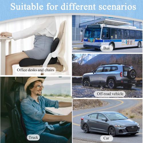 Seat Cushion for Truck Driver, Memory Foam Truck Seat Cushion with Adjustable Strap – Ergonomic Back Support & Sciatica Relief for Long Drives, Semi Truck Accessories, Dark Gray