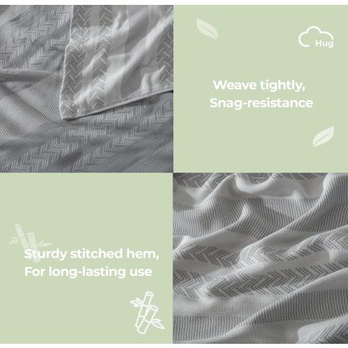 Cooling Throw Blanket for Couch 50x70 inches -70% Rayon Derived from Bamboo & 30% Cotton Breathable Blanket for Hot Sleepers，Lightweight and Soft，Light Grey，Large Throw Blankets for Summer