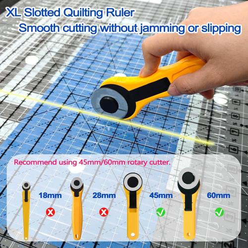 Quilting Ruler- 17-3/4in x 22in, Extra Large Slotted Quilting Ruler | Non-Slip Design, High-Transparency Acrylic Cutting Ruler, Perform Precise Measurement and Effortless Cutting of Fabric Strip