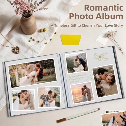 Popotop Photo Album Self Adhesive Scrapbook Album for 4x6 5x7 8x10 Pictures DIY Photo Book as Scrapbooking Supplies Kits, Birthday Gifts for Women Mom Wedding Baby Family Travel