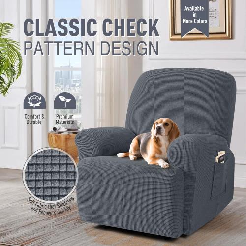Recliner Cover  Recliner Stretch Sofa Slipcover, Recliner Cover 1 Seat, Couch Protector Soft, Furniture Protector Covers with Elastic,Chair Covers Jacquard Pattern (Grey)