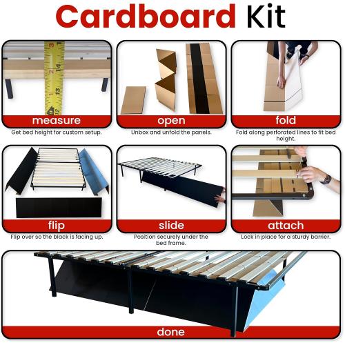 Hidden Under Bed Pet Blocker – Dog and Cat Barrier up to 17.5” Tall (Adjustable). Includes 3Pcs to Cover Underneath The Whole Bed, Solid Matte Black