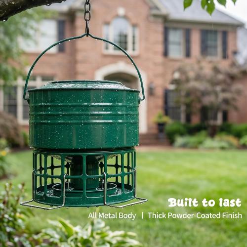 KOL Wild Bird Feeder, 8-10LBS Large Capacity Outdoor Hanging Feeder with 32 Access Holes, Locking Top Helps Reduce Squirrel Stealing, Easy to Clean, Attracts Cardinals Finches (Jasper)