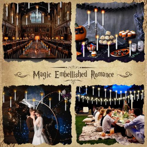 Floating Candles with Wand - Christmas Decorations Magic Flameless Candles Flickering Warm Light LED Hanging Candle Remote, Battery Operated Candles for Christmas Outdoor Indoor Party Decor