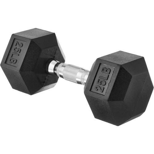 Amazon Basics 25 lbs Rubber Hex Dumbbell Hand Weight