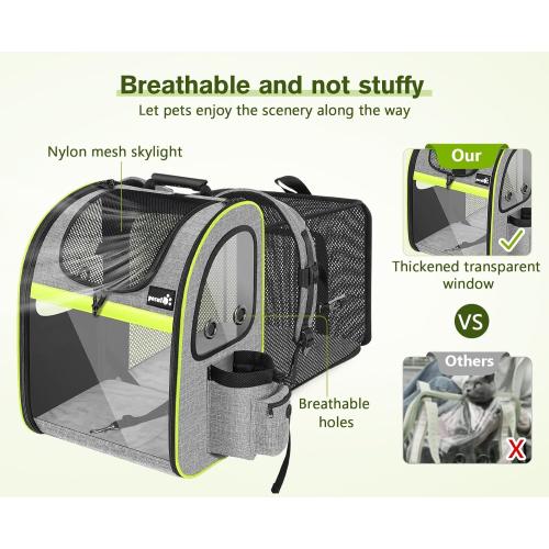 Pecute Pet Carrier Backpack, Large Cat Carrier Backpack Hold Up to 22 Lbs, Expandable cat Backpack with Breathable Mesh for Medium Dogs Cats, or 2 Small Pets, Dog Backpack Carrier for Travel Hiking