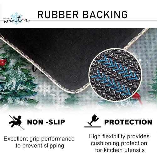 Winter Welcome Decorative Front Door Mat, Farmhouse Pine Tree Cardinal Red Bird Doormat Indoor Outdoor Non-Slip Floor Entryway Rug, Snowflake Forest Christmas Home Kitchen Decoration 17x29