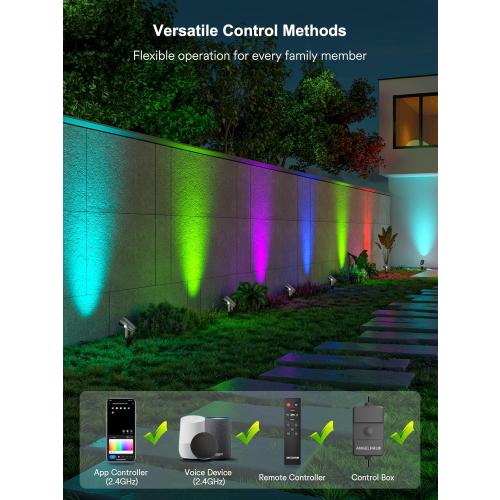 ANGELHALO Smart Landscape Spotlights, Low Voltage IP65 Waterproof Outdoor Spotlights Compatible with APP/Voice/Alexa Control, Color Changing Lights for Yard Garden Pathway Lawn, 6 Pack