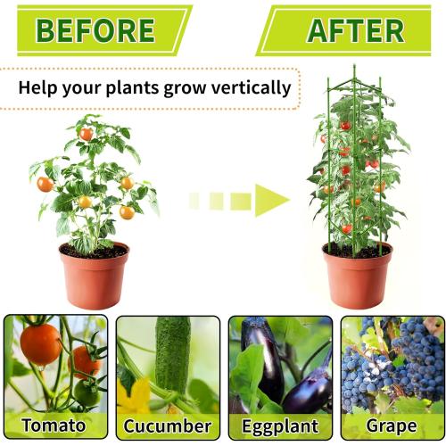 6 Pack Tomato Cages for Garden, 48” Metal Tomato Plant Support, Heavy Duty Tomato Cages for Pots, Tomato Trellis for Raised Garden Bed