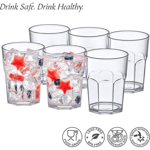 Amazing Abby Affinity - 14-Ounce Clear Plastic Tumblers (Set of 6), Stackable, BPA-Free, Shatter-Proof, Dishwasher-Safe