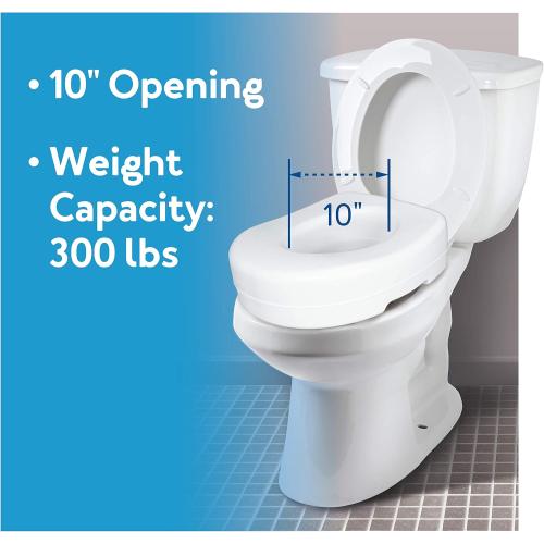 Carex Toilet Seat Riser, 5.5 Inch, Toilet Seat Risers for Seniors, Raised Toilet Seat, Supports 300lbs, Slip-Resistant, Toilet Riser, Elevated Toilet Seats