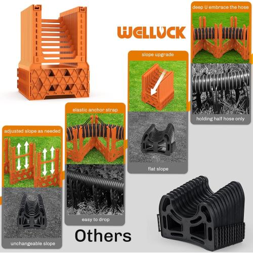 WELLUCK RV Sewer Hose Support 10FT, Blaze Orange RV Sewer Support with Adjustable Height Design, Secure Rubber Band and Carry Strap, Quick Setup and Collapse for Campers Travel Trailers and Motorhome
