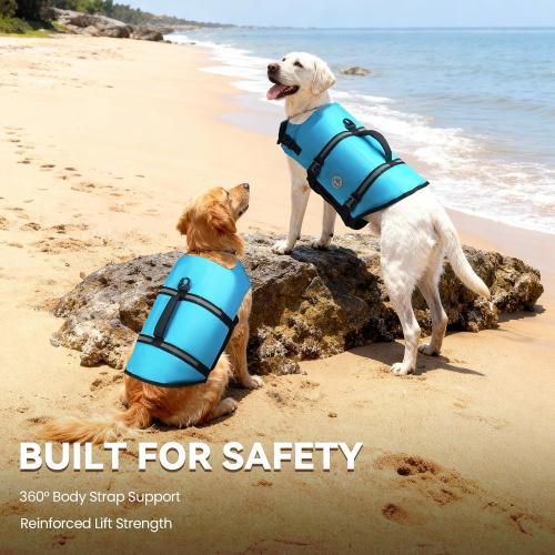 VIVAGLORY Dog Life Vest Rip Stop Dog Swim Vest, S, Blue | High Visibility Ripstop for Puppy Cat Doggy, Life Jacket with Handle & Leash Ring for Boating & Swimming