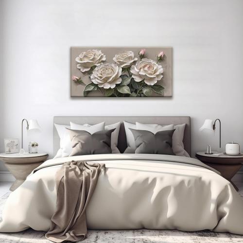 Canvas Art Wall Decor Modern Minimalist Home Wall Decor Flower Paintings White Wall Art Prints Pink White Floral Wall Art Pictures For Bedroom Kitchen Office Artwork 20×40