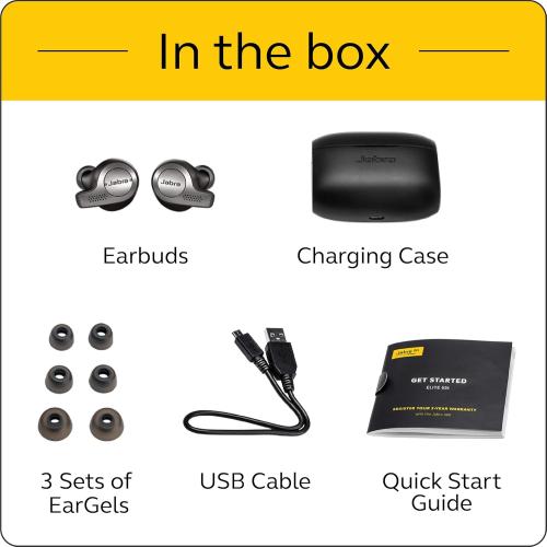 Jabra Elite 65t Alexa Enabled True Wireless Earbuds Charging Case – Titanium Black