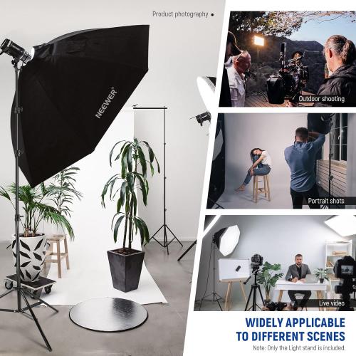 NEEWER 9.8ft/3m Air Cushioned Light Stand, Heavy Duty Metal Photography Tripod Stand with 1/4 to 3/8 Reversible Spigot, 3 Way Mounting Interface & Metal Locking Knobs, Max Load 5.5lb/2.5kg