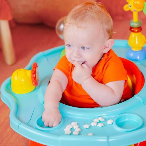 Bright Starts 3-in-1 SuperSeat Playful Paradise, Baby Activity Seat with Toys, Snacking Tray, Booster Seat, BPA Free Tray, Unisex, 6 Months