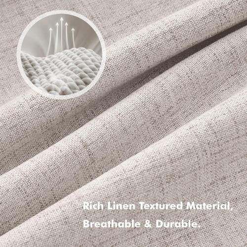 MIULEE 100% Blackout Linen Curtains for Bedroom 42 x 84 Inch Ivory 2 Panels | Thermal Insulated, Room Darkening Drapes for Living Room, Back Tab Rod Pocket Pinch Pleated, Solid Luxury Decor