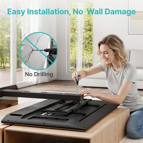 Pegzone Universal TV Stand with Power Outlet for 43-90'' TVs, Holds 154 lbs | Full-coverage Steel Column, for VESA 100x100mm to 600x400mm, Flexible Height & Angle, Tempered Glass Base, Cable Management