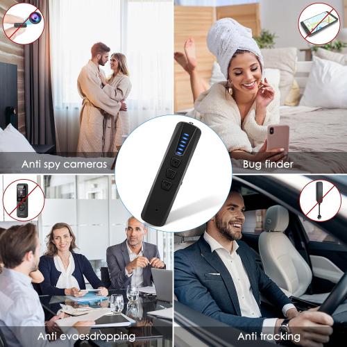 Hidden Camera Detectors,Bug Detector Anti Spy Camera Finder, GPS Tracker Detector RF Wireless Scanner Rechargeable, 5 Levels Sensitivity 4 Modes for Hotel,Travel,(Black) (Black)
