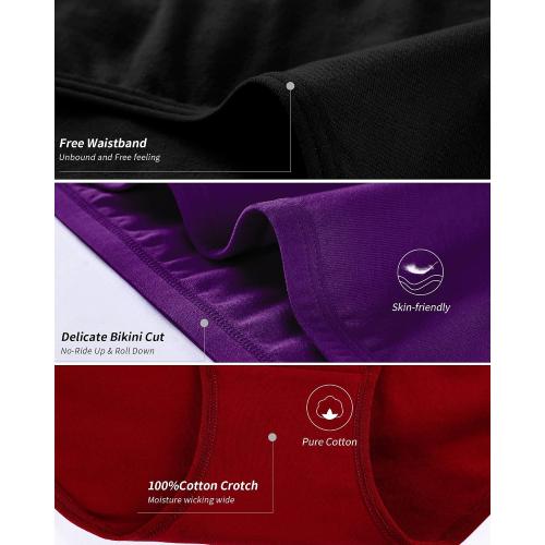 Size L CULAYII Women's Cotton Bikini Panties, High-Cut Full Coverage Stretch Cool Underwear for Women