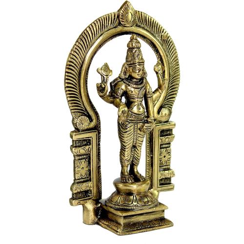 eSplanade Brass Lord Balaji Moorti Murti Idol Statue Praying Idol for Pooja - Vishnu Narayan Home Decor (7 inches Height)