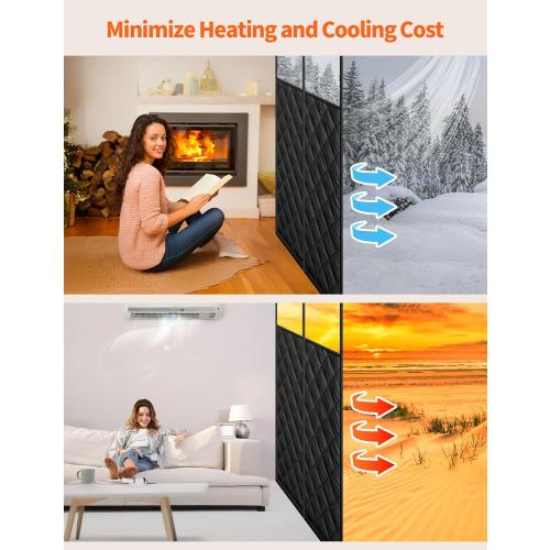Magnetic Thermal Insulated Door Curtain for 36x 96 Doors, Visible Door Cover for Heat Insulation, Magnetic Closure Thick Blanket for Doorway to Keep Warm in Winter Cool in Summer