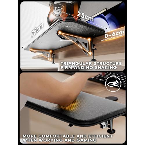 Black 30 NODOCA Arm Rest for Desk, Ergonomics Wrist Rest, Desk Extender, Soft Sponge Built-in, Comfortable Arm Support for Desk, Wrapped in Eco-Friendly Leather, Foldable Elbow Rest for Desk(1, Black, 30'')