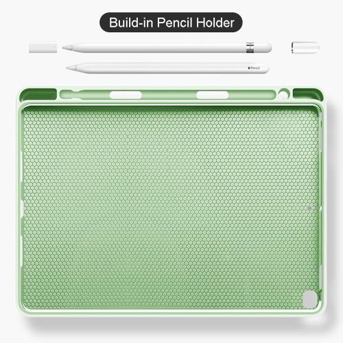 Color light green aoub Case for iPad 9th/8th/7th Generation 10.2 inch, Stand Folio Detachable Wireless Bluetooth Keyboard Cover Soft TPU Back Case with Pencil Holder for iPad 10.2 2021/2020/2019, Light Green