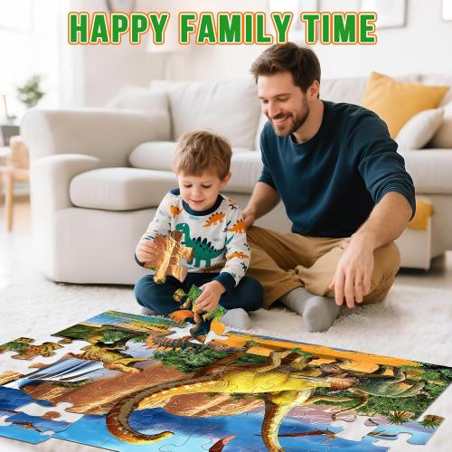 Jumbo Floor Puzzle for Kids,48 Piece Waterfall Dinosaur Large Jigsaw Puzzles, Fun Preschool Educational Toy for Toddlers Ages 3-5,Easter Gift for Boy Girl Ages 4-8
