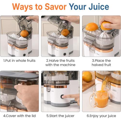 Sunvivi Dual Head Electric Citrus Juicer, Plug-in Model Juicer Machine with Power Cord & Cleaning Brush, Portable Lemon Squeezer for Fresh Orange, Lemon, Lime, Kiwi, Grapefruit, Easy to Clean & Use
