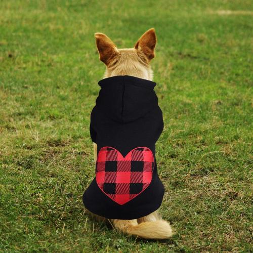 Dog Hoodie Sweater for Dogs Pet Clothes Black Buffalo Plaid Warm and Soft Breathable Cozy(XL)