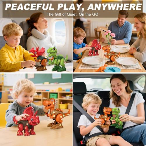 Laradola Dinosaur Toys for 4 5 6 7 8 Year Old Boys, Take Apart Dinosaur Toys for Kids 3-5 5-7 STEM Construction Building Kids Toy with Electric Drill, Party Birthday Gifts