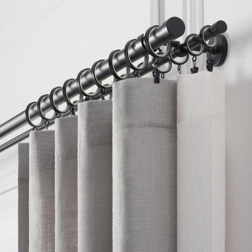 Cambria® Designer Series - Premium 4.5 foot Custom Double Curtain Rod - 1-1/8 inch Large Diameter - Non-Adjustable for a Seamless Look - Premium Designer Brackets and End Caps - Satin Black Finish