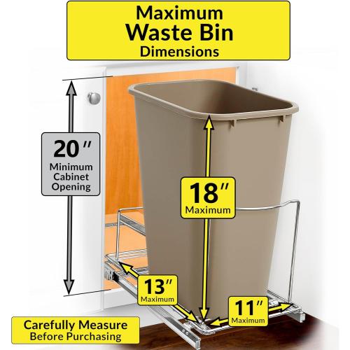 LYNK PROFESSIONAL® Pull-Out Trash Can Drawer – Sliding Organizer for Kitchen Cabinet or Under-Sink Use – Heavy Duty Storage Rack (Bin Not Included)