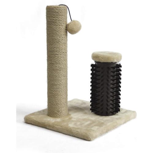 Amazon Basics Cat Scratching Post with Self Groomer for Indoor Cats & Kittens, Small (16.5 H), Beige