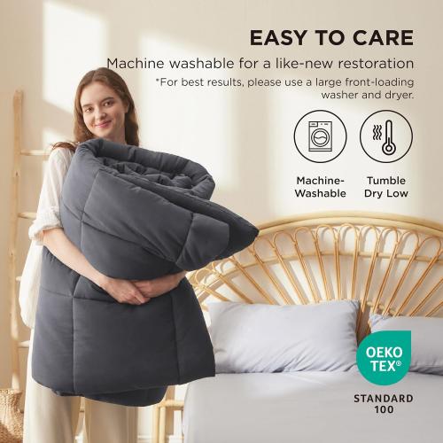 Bedsure Comforter Duvet Insert - Quilted Comforters King Size, All Season Duvet, Down Alternative Bedding, Gifts for Women/Men, Grey, King