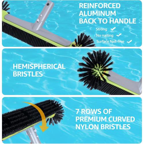 Sepetrel Deluxe Swimming Pool Cleaning Kit Including Professional Leaf Skimmer Net,Half-Depth Fine Mesh Net,17.5 Pool Brush Head & Hand Scrub Brush(NO Pole)