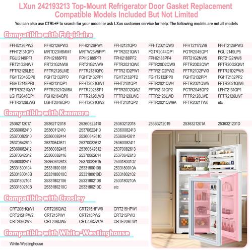 LXun Upgrad 42.2x28.6 242193213 Refrigerator Door Gasket Seal Replacement for Frigidaire Ken-more Crosley Topmount Refrigerator Replac AP5688452 3016409 PS7784009 FFTR2021TW5 FFHI2032TP0 FRTD2021AW0