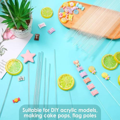 Vicenpal 120 Pcs 12 Inch Clear Acrylic Rods 3mm Diameter Round Acrylic Dowel Rods for DIY Crafts Party Decorations Gardening