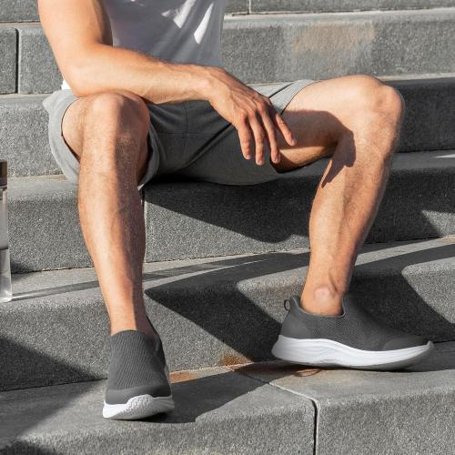 Heez ...Size 11.5.Mens Slip On Walking Shoes with Arch Support, Lightweight No Lace Sneakers,Non Slip Breathable Tennis Shoes,Casual Travel Gym Work Shoes Grey,