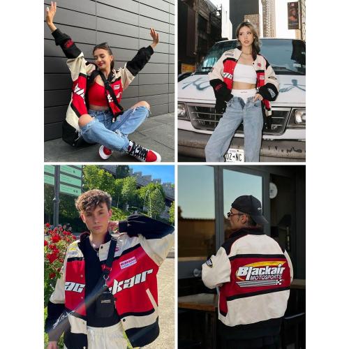 SIZE M Aelfric Eden Men's Motorcycle Jacket Blackair Moto Varsity Baseball Jacket Women Vintage Coats
