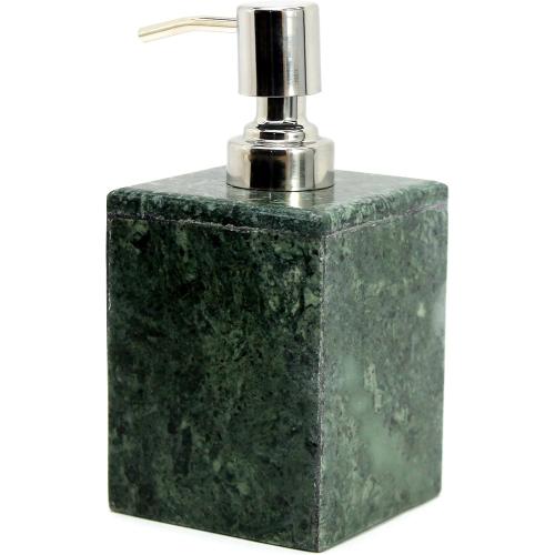 Bathroom Accessory Set Made from Natural Stone - Bath Accessories Set of 4 Includes Soap Dispenser, Toothbrush Holder, Tumbler and Soap Dish (Green)