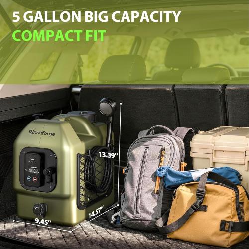 Portable Shower for Camping Leak-Proof Electric Cordless Power Camp Shower Pressure Washer with Water Tank 5 Gallon Outdoor for Garden Pet, Max 8 Hours Working & Installation-Free