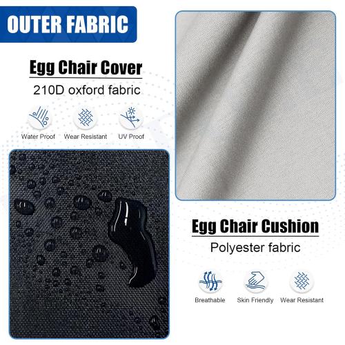 Egg Chair Cushion, Hanging Basket Chair Cushions with Pillow, Soft Outdoor Swing Cushions Replacement with Waterproof Patio Egg Chair Covers (Grey)