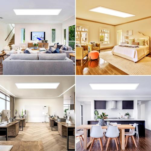 zemty LED Flat Panel Light with Remote 31.4x9.8 Inch, 35W 4000LM 3000K-6000K Adjustable Color Temperature, Dimmable Flush Mount Ceiling Light Fixture for Kitchen Bedroom Garage